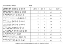 Euro-Cent - Rechnen mit GrÃ¶Ãen - Mathe Klasse 4